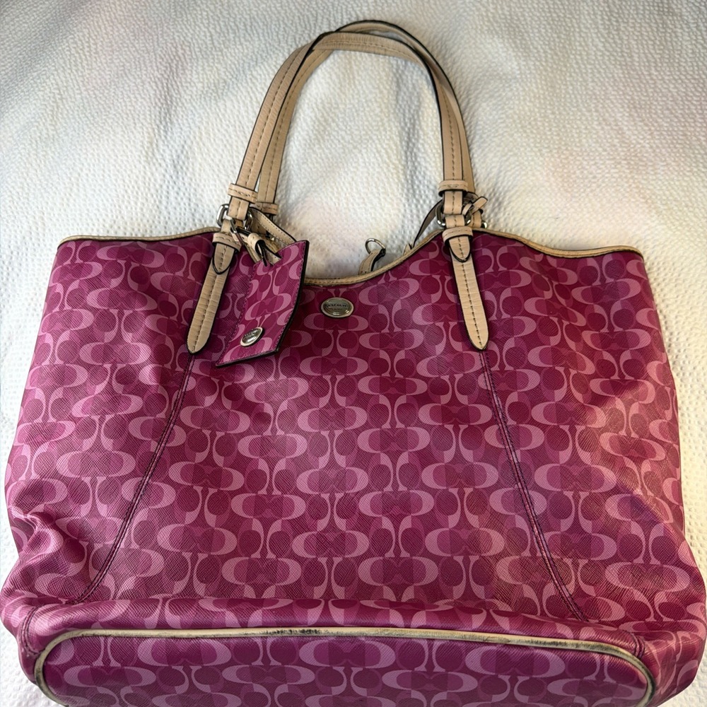 Coach Peyton Dream C Pink and Tan Tote